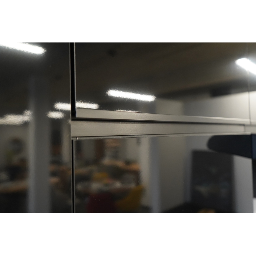 Mobilă de bucătărie MARINA 180 cm, stejar craft/negru lucios