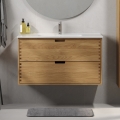 Mobilier de baie cu lavoar GRIBSKOV 100 cm bej/stejar/alb