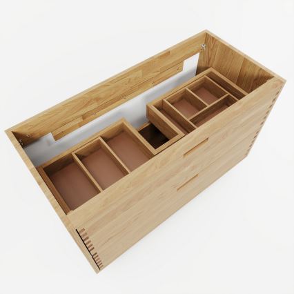 Mobilier de baie cu lavoar GRIBSKOV 100 cm bej/stejar/alb