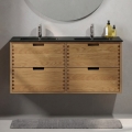 Mobilier de baie cu lavoar GRIBSKOV, 120 cm, bej/stejar/negru