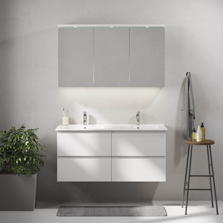 Mobilier de baie HELSINKI cu lavoar, 120 cm, alb