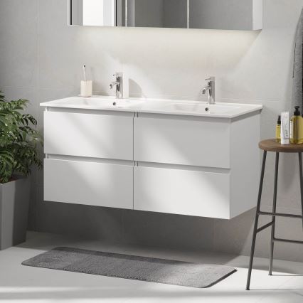 Mobilier de baie HELSINKI cu lavoar, 120 cm, alb