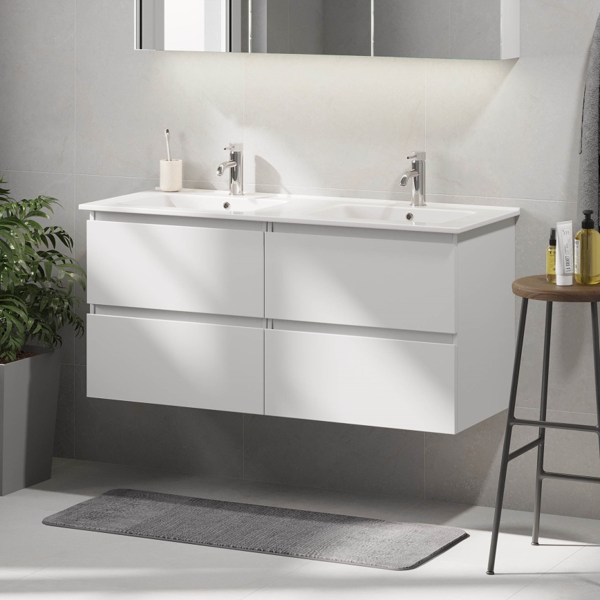 Mobilier de baie HELSINKI cu lavoar, 120 cm, alb