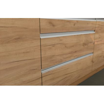 Mobilier de bucătărie MARINA 180 cm, stejar craft/alb lucios
