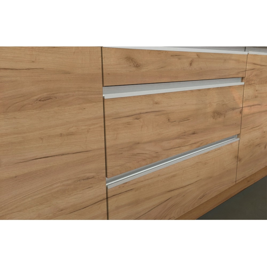 Mobilier de bucătărie MARINA 180 cm, stejar craft/alb lucios