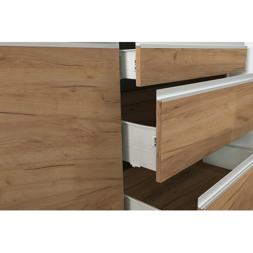 Mobilier de bucătărie MARINA 180 cm, stejar craft/alb lucios