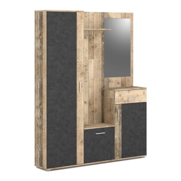 Mobilier de hol NOLAN cu oglindă, maro/grafit