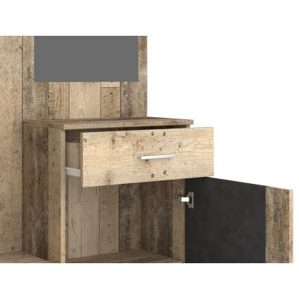 Mobilier pentru hol cu oglindă NOLAN, maro/grafit