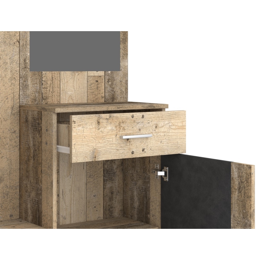 Mobilier pentru hol cu oglindă NOLAN, maro/grafit