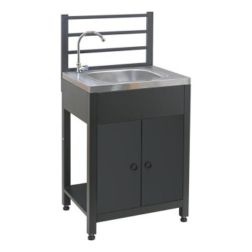 Modul exterior — masă cu chiuvetă 60x47x123 cm, negru/inox