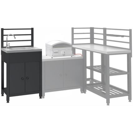 Modul exterior — masă cu chiuvetă 60x47x123 cm, negru/inox