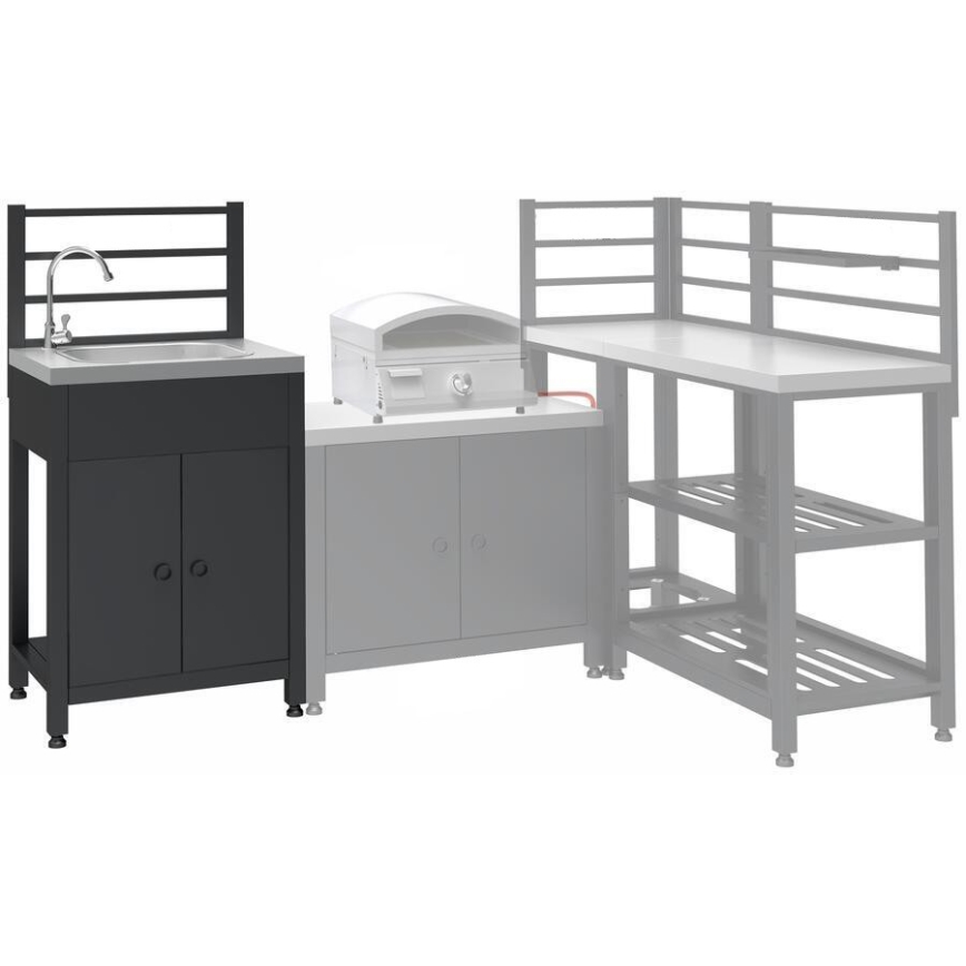 Modul exterior — masă cu chiuvetă 60x47x123 cm, negru/inox