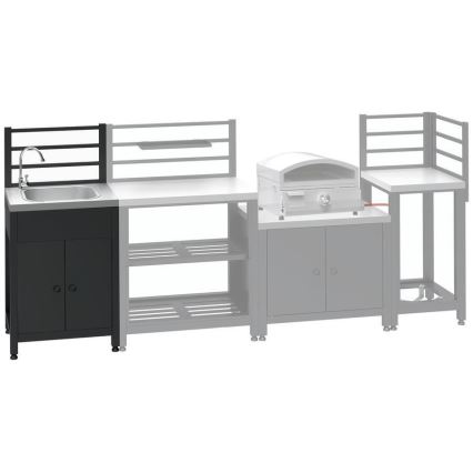 Modul exterior — masă cu chiuvetă 60x47x123 cm, negru/inox