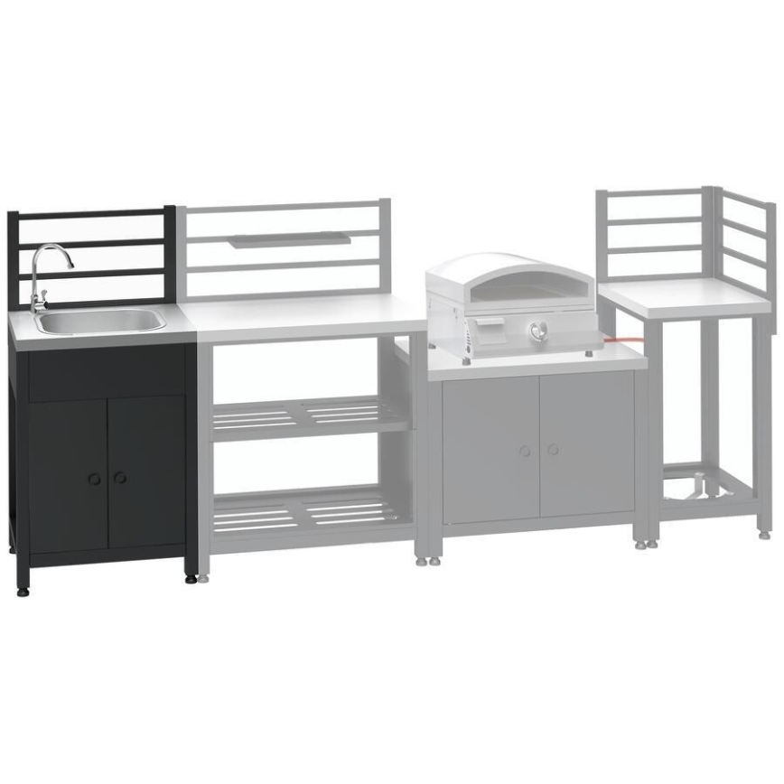 Modul exterior — masă cu chiuvetă 60x47x123 cm, negru/inox