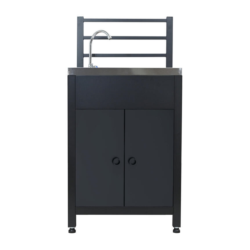 Modul exterior — masă cu chiuvetă 60x47x123 cm, negru/inox