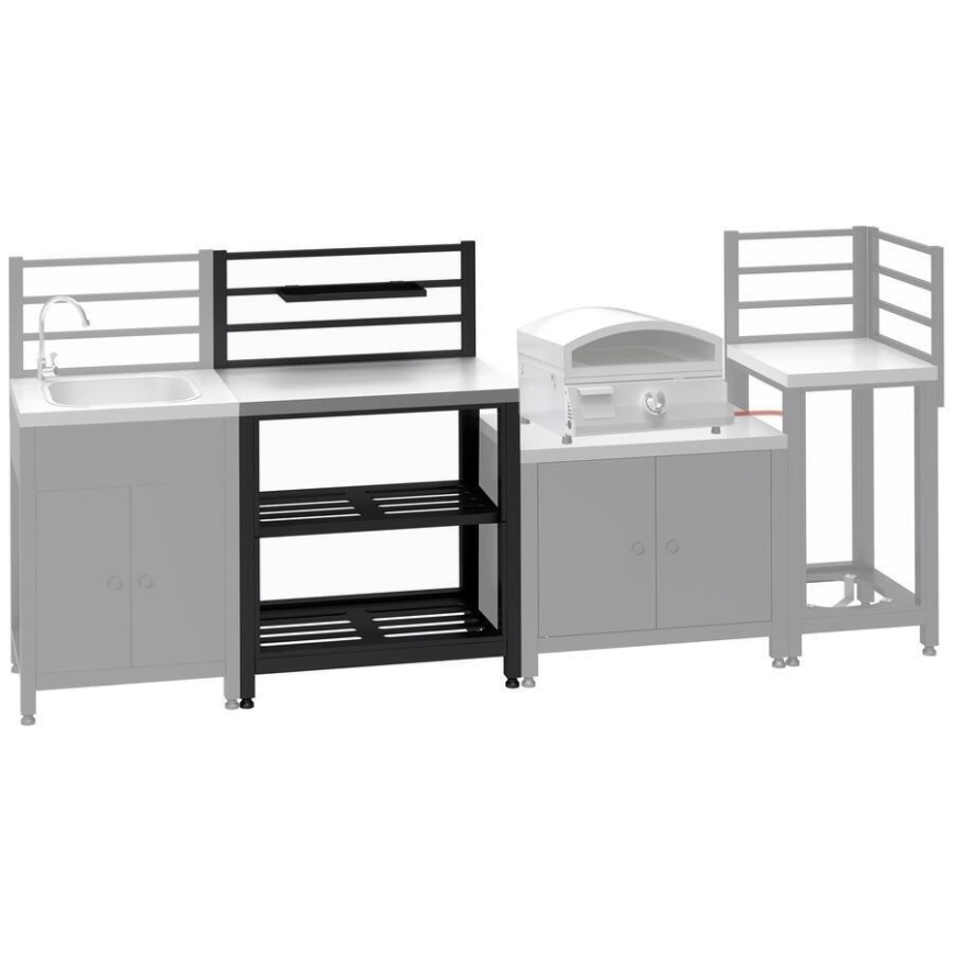 Modul masă pentru exterior 80x47x123 cm, negru/inox
