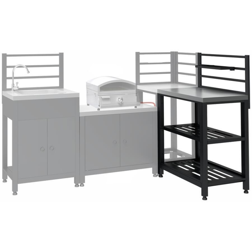 Modul masă pentru exterior 80x47x123 cm, negru/inox