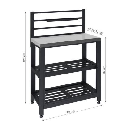 Modul masă pentru exterior 80x47x123 cm, negru/inox