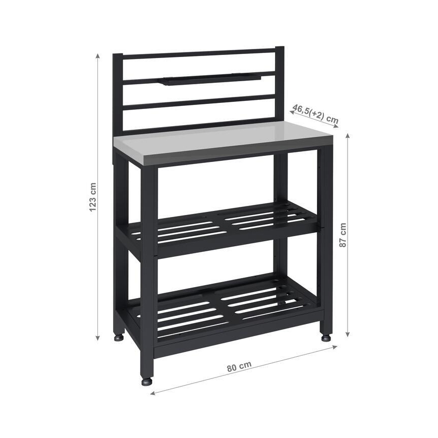 Modul masă pentru exterior 80x47x123 cm, negru/inox