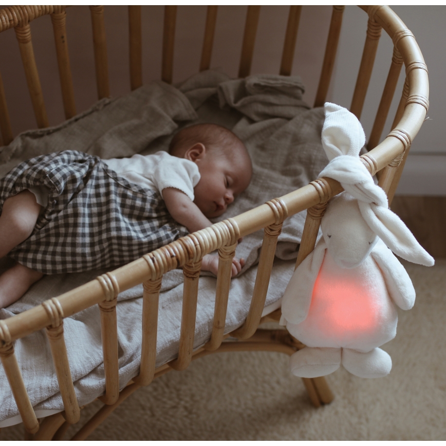 Moonie - Iepuraș de somn cu melodie și lumină, crem