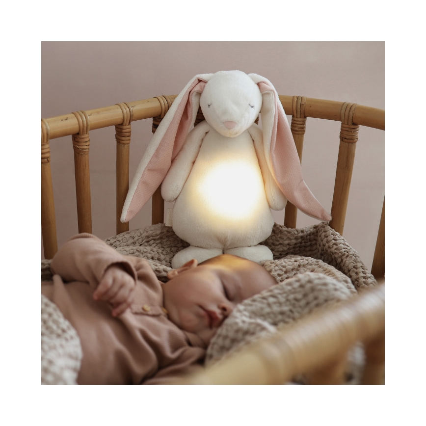 Moonie - Iepuraș de somn cu melodie și lumină, crem