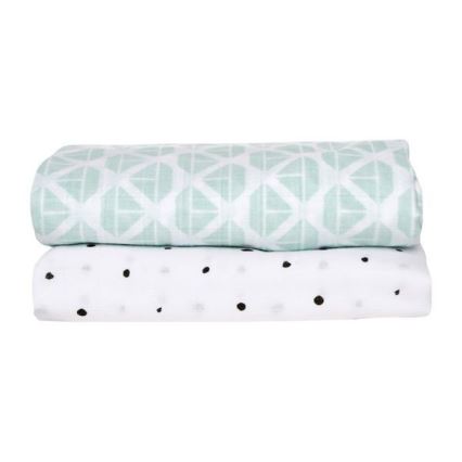 MOTHERHOOD - Pătură cu muselină 2buc Mint Boats 100x120 cm