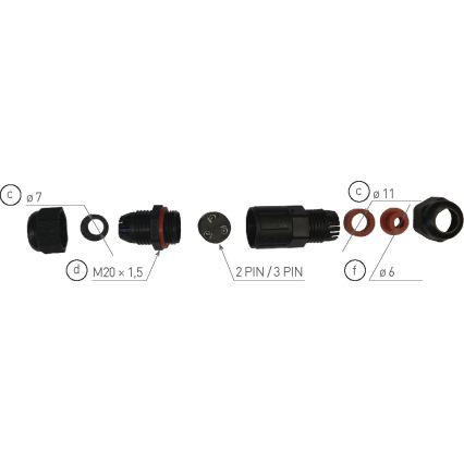 Mufă de cablu CSJ 250V/16A IP68 3x1,5 mm²