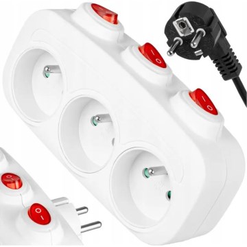 Multipriză 3 prize cu întrerupătoare