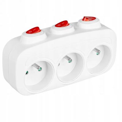 Multipriză 3 prize cu întrerupătoare