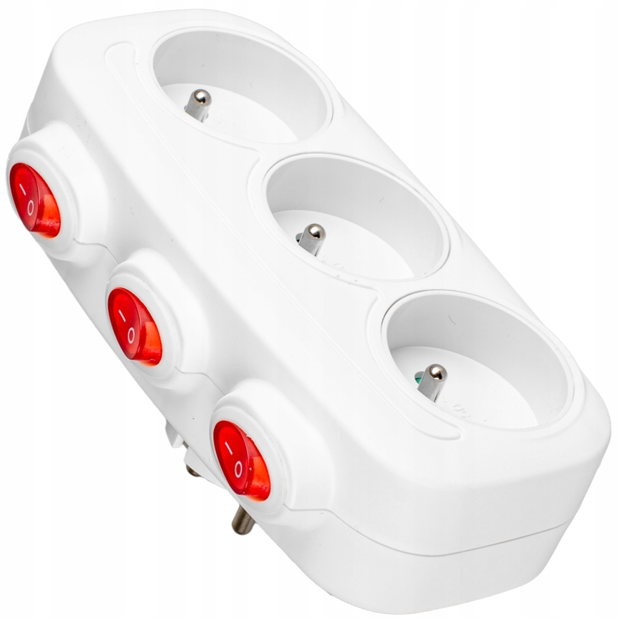 Multipriză 3 prize cu întrerupătoare