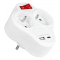 Multipriză cu 2 prize și întrerupător + USB-C + USB-A