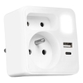 Multipriză cu 2 prize + USB-C + USB-A cu iluminare LED LED/0,5W/230V 3000K