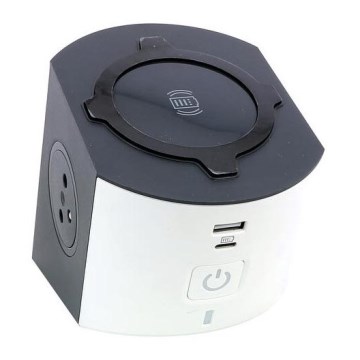 Multipriză cu întrerupător Legrand 049412 2Z tip E + USB-A+USB-C și încărcător fără fir 10W 2m