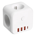 Multipriză cu întrerupător LINEA 3x230V + 4xUSB c.a. alb