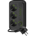 Multipriză cu întrerupător LINEA 3x230V + 5xUSB c.a. negru