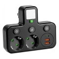 Multipriză LINEA PRO, 2 prize SCHUKO + 3xUSB A/C, cu întrerupător și iluminare LED 4000K, neagră
