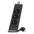 Multipriză LINEA PRO cu întrerupător 3x230V+3xUSB-A + 1xUSB-C SCHUKO 1,5 m neagră