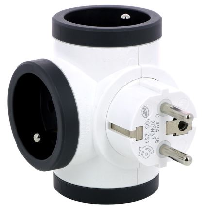 Multipriză pivotantă Legrand 049436 3Z tip E alb/negru