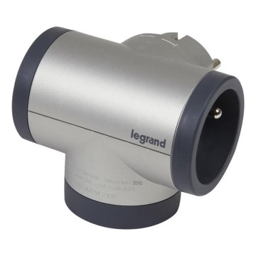 Multipriză pivotantă Legrand 049439 2Z tip E, F + USB-A + USB-C argintiu/negru