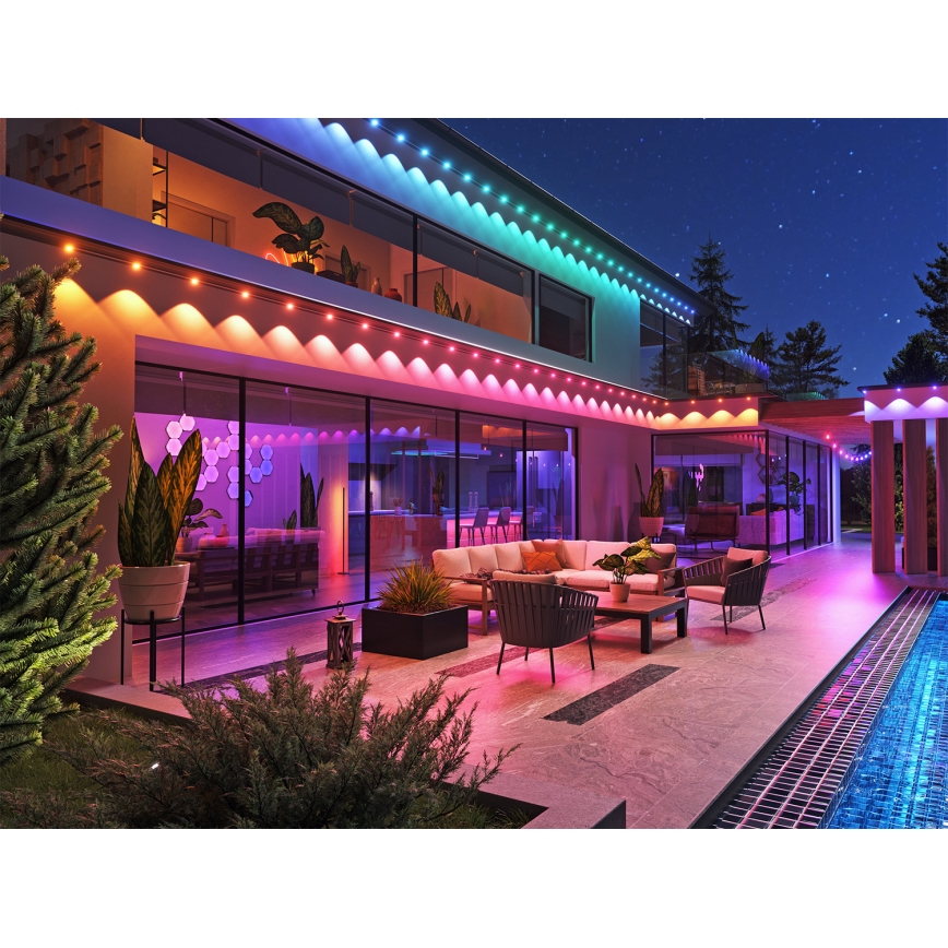 Nanoleaf - Kit de extensie LED RGBCW, ghirlandă exterioară reglabilă, 10xLED/7,2W/230V, 5m, 2200-6500K, IP67, Wi-Fi