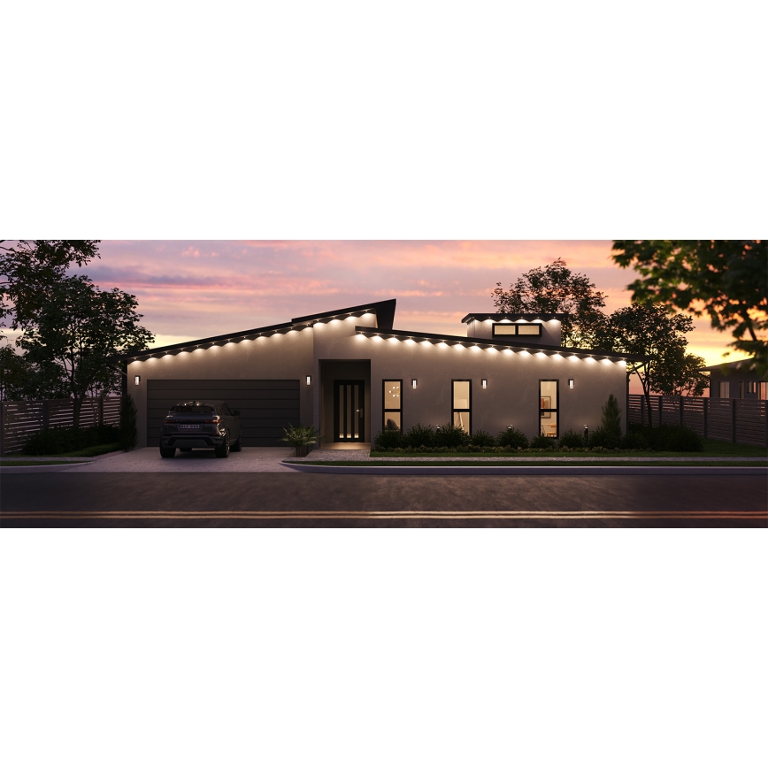 Nanoleaf - Ghirlandă LED de exterior RGBCW, reglabilă, 30 x LED / 2,4 W / 230 V, 15 m, 2200-6500 K, IP67, Wi-Fi + telecomandă