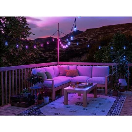 Nanoleaf - Kit de extindere ghirlandă LED RGBWIC reglabilă pentru exterior, 20x LED, 15 m, 2700-6500K, Wi-Fi, IP65