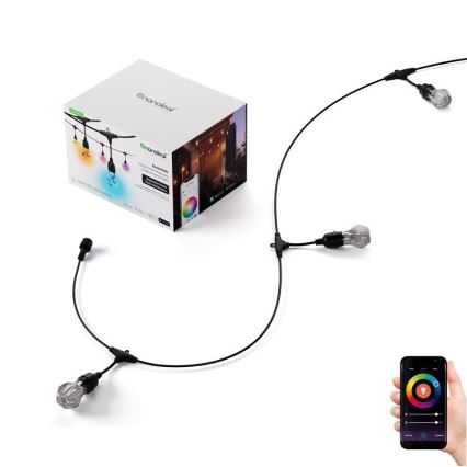 Nanoleaf - Kit de extindere ghirlandă LED RGBWIC reglabilă pentru exterior, 20x LED, 15 m, 2700-6500K, Wi-Fi, IP65