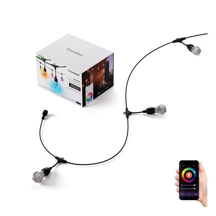 Nanoleaf - Kit de extindere ghirlandă LED RGBWIC reglabilă pentru exterior, 20x LED, 15 m, 2700-6500K, Wi-Fi, IP65