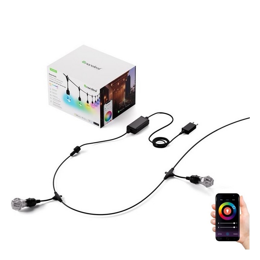 Nanoleaf - Ghirlandă LED RGBWIC reglabilă pentru exterior, 20xLED, 15 m, 2700-6500K, Wi-Fi, IP65
