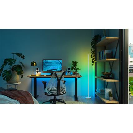 Nanoleaf - Lampă de podea LED RGBW reglabilă, 22W, 230V, 2200–6500K, Wi‑Fi, albă