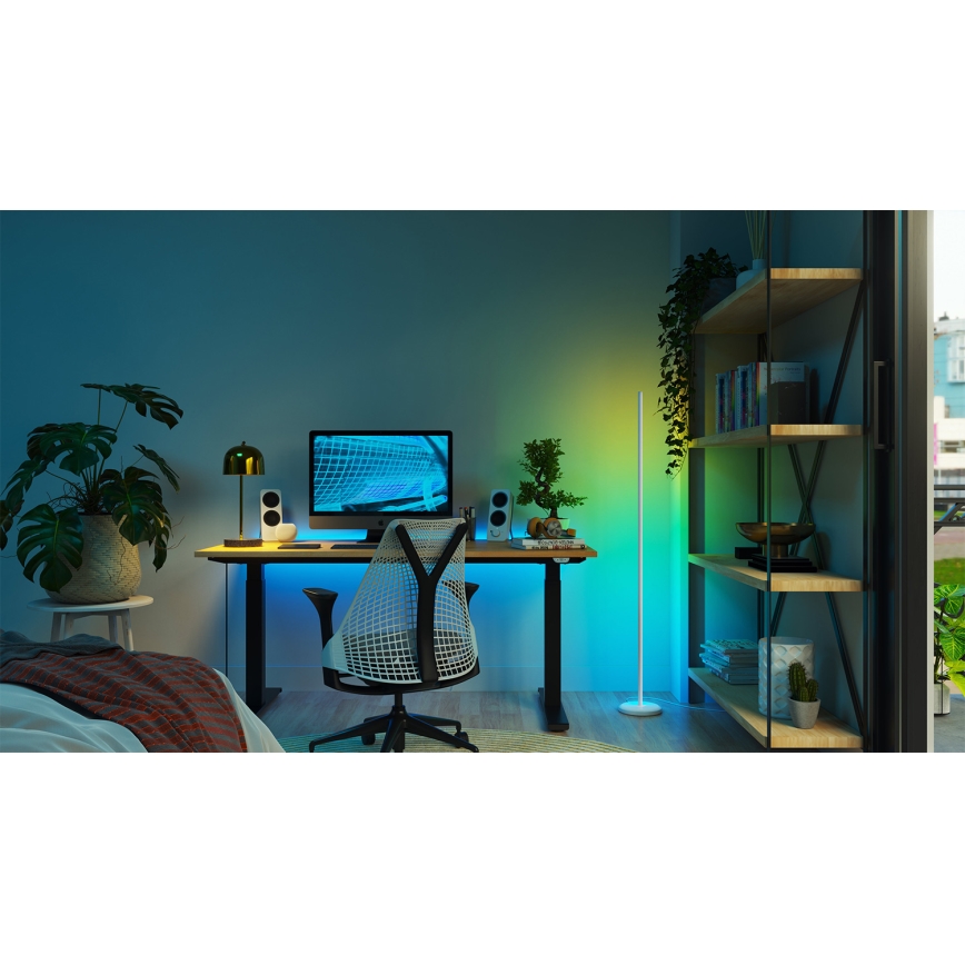 Nanoleaf - Lampă de podea LED RGBW reglabilă, 22W, 230V, 2200–6500K, Wi‑Fi, albă