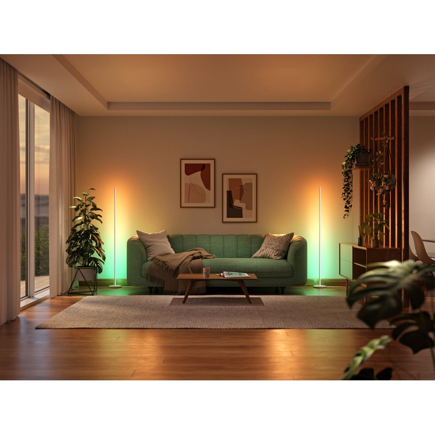 Nanoleaf - Lampă de podea LED RGBW reglabilă, 22W, 230V, 2200–6500K, Wi‑Fi, albă