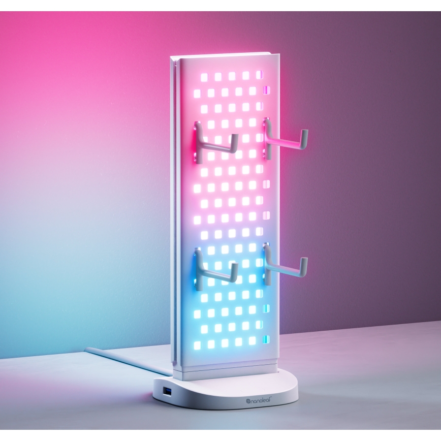 Nanoleaf - Stație de birou 3-în-1 cu încărcare, LED RGBIC reglabilă, 5V, 2700-6500K, albă