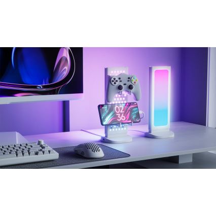Nanoleaf - Stație de birou 3-în-1 cu încărcare, LED RGBIC reglabilă, 5V, 2700-6500K, albă